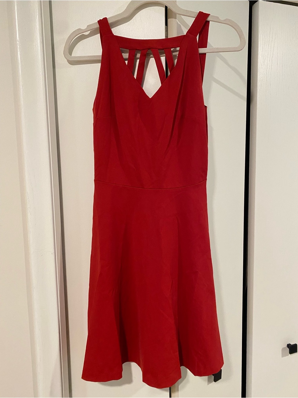 Adrienne Vittadini Red Strappy V-Neck Mini Dress